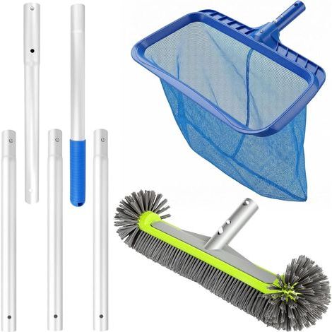 Schwimmbadreinigungsset mit Rundbürste, 169 cm langem Aluminiumgriff und Poolnetz, professionelles Set für effektive Reinigung (1/5)