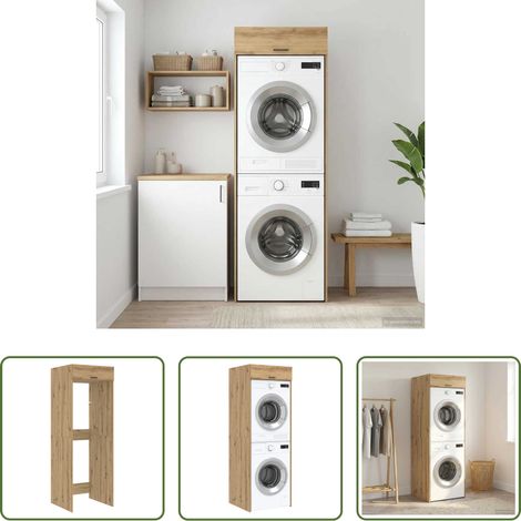 Rangement salle de bain -  Armoire pour machine à laver Chêne artisanal 67,5 x 68 x 200 cm (1/5)