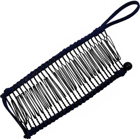 Ausziehbare Bananenhaarspange, Doppelkamm, Accessoire für dickes und dehnbares Haar, 30 Zähne, marineblau.