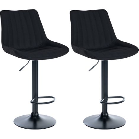 2er Set Barhocker Toni Stoff schwarz Metall matt schwarz