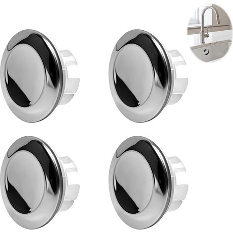 4PCS Couvercle évier Inoxydable, Rond Cache Trop-Plein Lavabo, Bouchon Trop-Plein Lavabo Décoratif, Adapté à la Salle de Bain et Cuisine (1/5)
