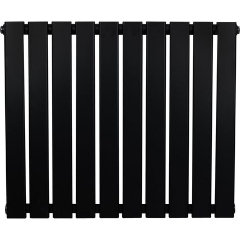 Radiateur Plat à 1 Colonne 600 x 700 mm en Acier Carbone Noir Chauffage Centrale Moderne Horizontale Monté Sur Mur Cuisine Salle de Bain [Brosse de Nettoyage & Supports INCLUSES] (1/5)