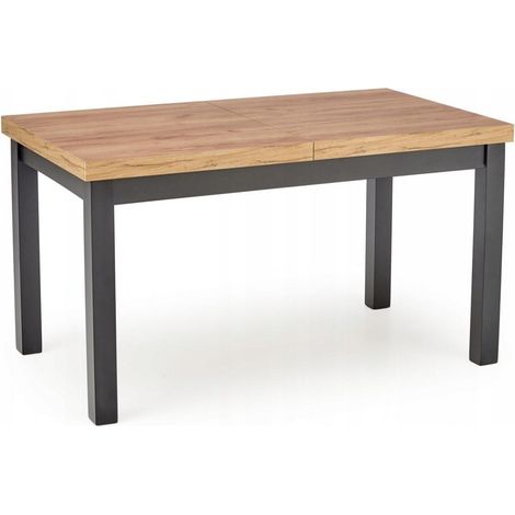 Mesa Houston 559, Craft roble + Negro, 76x80x140cm, Alargamiento, Aglomerado laminado, Madera