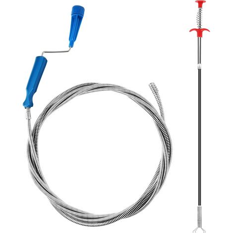 Kit Outils de Dragage Professionnel, 2 Tailles (3m et 0,6m), pour Éviers, Toilettes et Tuyaux de Drainage (1/5)