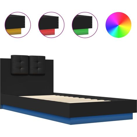 Lit adulte - lit contemporain - Cadre de lit avec LED noir 100x200 cm fr4278 - Maison La Vie (1/5)