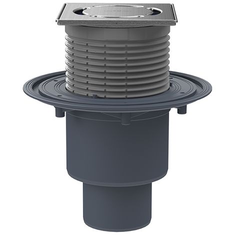 Siphon de sol DN50/75/110, cadre/support de grille en acier inoxydable 121x121/115x115mm, collecteur d'odeurs 'Primus blue', sys