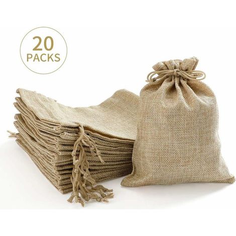 Autres rangements 20 pièces sacs en jute Sacs en jute Sacs 15 x 20 cm pour calendriers de l'Avent, bijoux, cadeaux d'invités et bricolage, sacs en jute, sacs en tissu à remplir - Nol (1/5)