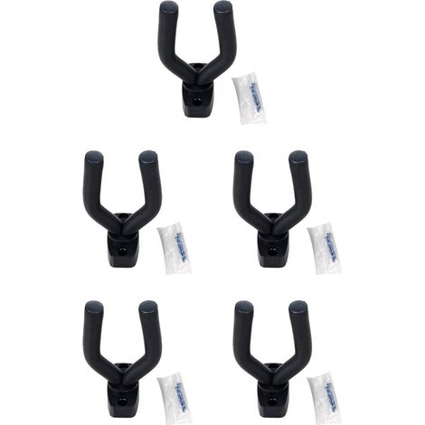 Supports Muraux pour Guitare et Ukulélé Noirs 13 x 7 cm, Lot de 5 Crochets pour Instruments à Cordes (1/5)