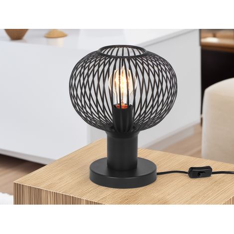 Tischleuchte GILA mit Gitter Lampenschirm Schwarz, Höhe 28cm (1/5)
