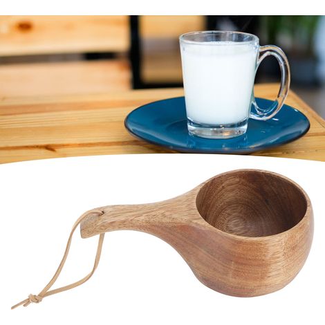 Mug finlandais en bois de 220 ml avec anse, tasse portable, mug à lait, mug à café avec anse fine (1/5)