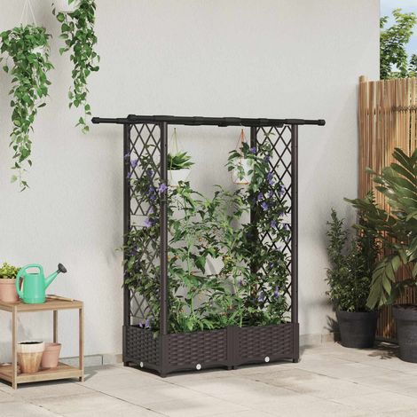 Teenpull – Hochbeet mit Rankgitter und Dach Braun 122,5 x 40 x 121 cm PP (1/5)