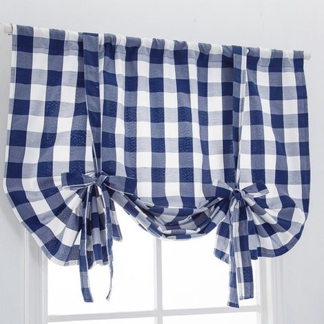 Rideau Fenêtre - Lin - Motif Carreaux Buffalo Check - Semi-opaque - Fixation Par Tringle - 60x120 cm 80x140 cm 116x160 cm - 1 Pièce (1/5)
