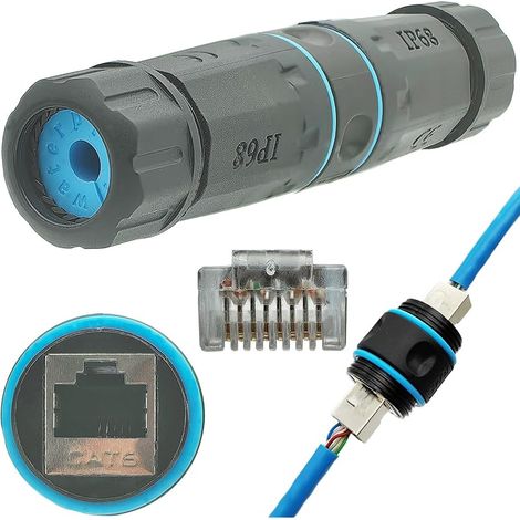 Coupleur RJ45 étanche, connecteur de câble Ethernet extérieur IP68 femelle vers femelle, Connecteur étanche blindé RJ45 CAT6 (1 pièce)