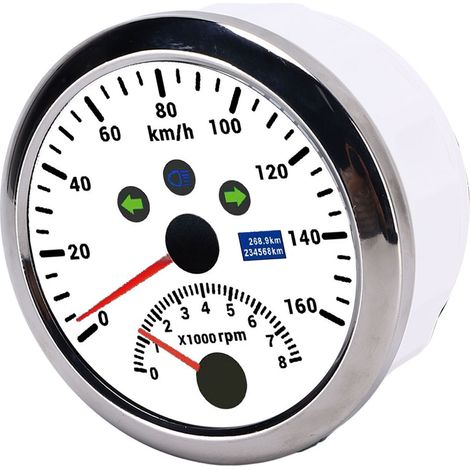 Compteur de vitesse GPS 85 mm 160 km/h, compte-tours 0-8000 tr/min, écran LCD rétroéclairé rouge, blanc, pour voiture, bateau, yacht, camping-car, camion (1/5)