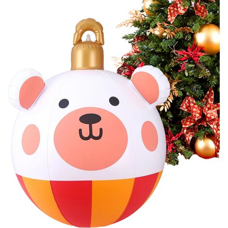 Boule de Noël gonflable géante de 23 pouces, boule de Noël gonflable festive en forme d'ours, décoration à suspendre (1/5)