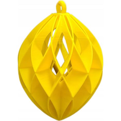 Pallina di Natale moderna 3D traforata di colore giallo, ideale come regalo per un insegnante. (1/5)