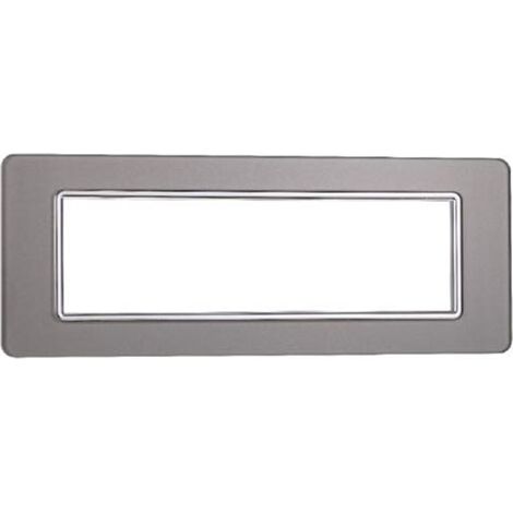 Plaque compatibles Vimar Plana 7 modules verre couleur argent
