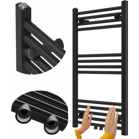 Radiateur Salle de Bain Granitan Raven 90x50cm Noir Échelle Chauffante Design 1pc (1/5)