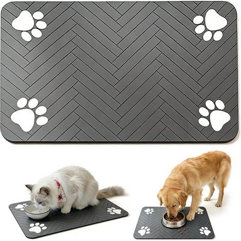 Tapis d'alimentation pour animaux, taille XXL 50 x 80 cm, tapis pour chats et chiens, tapis en terre de diatomées, séchage rapide. (1/5)