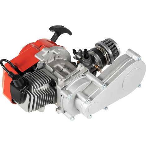HAUTOUR Moteur de vélo 49 cc 2 temps, Moteur de Pocket Bike, moteur à démarrage manuel, moteur monocylindre avec carburateur/filtre à air pratique pour mini dirt bike, vélo de plage, VTT ou scooters