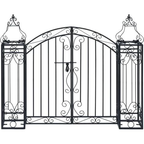 Portail de jardin décoratif en fer forgé, 122 x 20,5 x 100 cm (1/5)