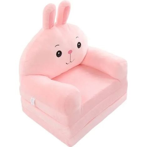 1 Canapé Pliable Enfant, Pluche Douce, Motif Dessin Animé, Rose, Pour Chambre Salon (1/5)