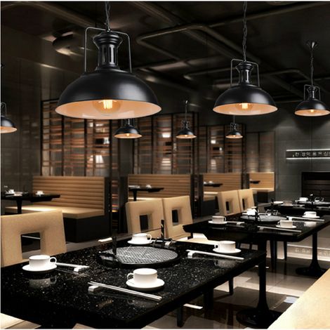3er Pendelleuchte Dome, Vintage Metall Hängelampe im Industri Stil, Ceiling Lampe mit Lampenschirm für Wohnzimmer Esszimmer Restaurant Bar Coffee (Schwarz und Weiß)
