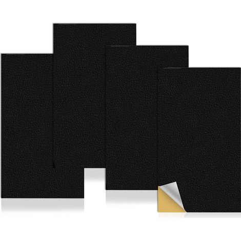 4 pièces de cuir autocollant noir - 10 x 20 cm (1/5)