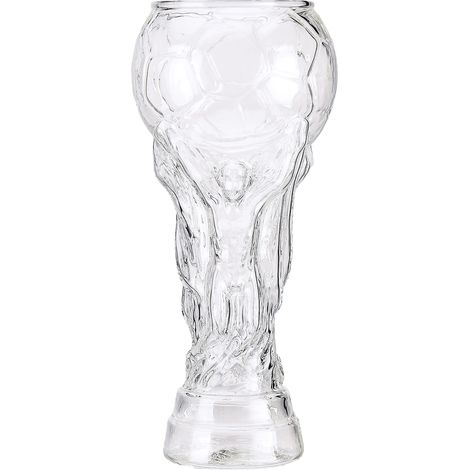Chope à bière en verre trophée football 600ml robuste design original pour matchs et fêtes (1/4)