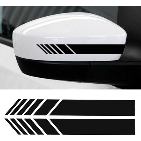 Lot de 2 autocollants pour rétroviseurs de voiture - Décoration noire - Autocollants latéraux pour carrosserie - Bandes adhésives (1/5)