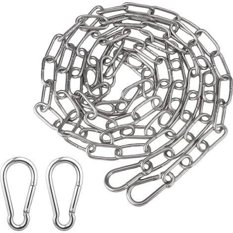 Filiyano-Chaîne en acier inoxydable 304 résistante à la rouille, robuste, avec 2 mousquetons pour suspension et fixation de hamac suspendu ou laisse (1/5)