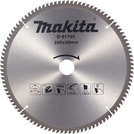 MAKITA TCT-Sägeblatt Aluminium 260 x 30 mm, 100 Zähne D-81795