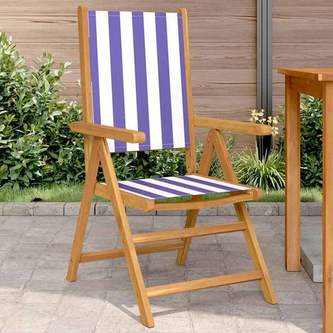 vidaXL Sillas plegables (2 unidades), color azul y blanco, madera maciza de acacia y tela. (1/5)
