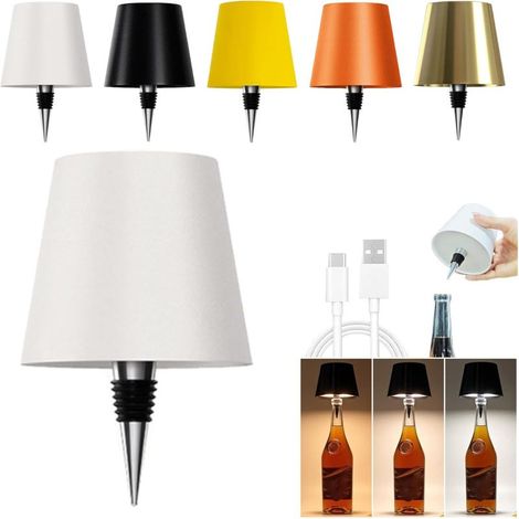 Kabellose Flaschenlampe, 3-farbiges Licht, wiederaufladbar, für Weinflaschen, kabellose Tischlampe mit Stöpsel fürs Schlafzimmer