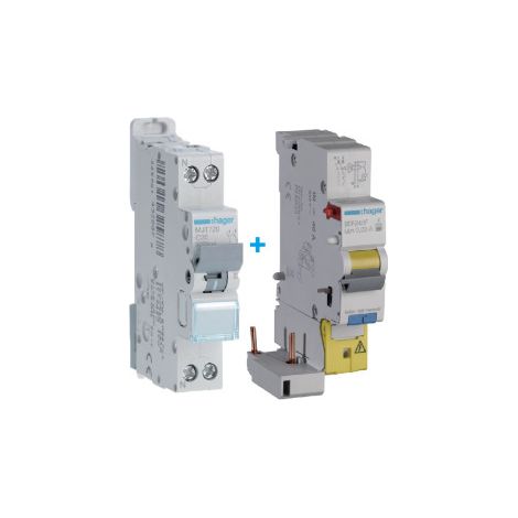 Hager - Disjoncteur 20A courbe C avec Bloc diffu00e9rentiel 40A type HPI - Ru00e9f : BDF240F + MJT720 (1/3)