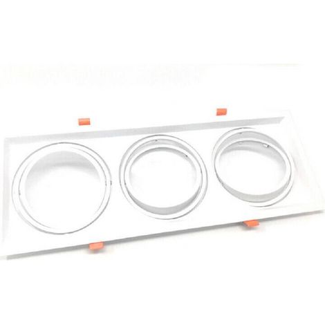 TRADE SHOP - Portafaretti Incasso Triplo Per Faretto Ar111 Rettangolare Orientabile P-ar111-3 - Bianco (1/5)