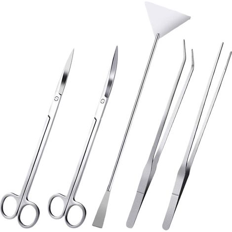 Kit d'outils pour aquarium en acier inoxydable (lot de 5) : pince à épiler, ciseaux et outils d'entretien pour plantes aquatiques (1/5)