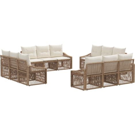 Gartensofa-set 12 pcs Beige Poly-Rattan vidaXL