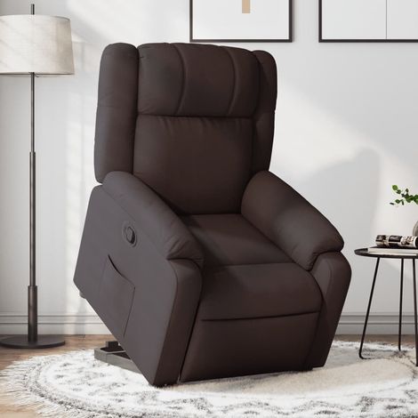 Sillón reclinable elevable tela marrón oscuro vidaXL (1/5)