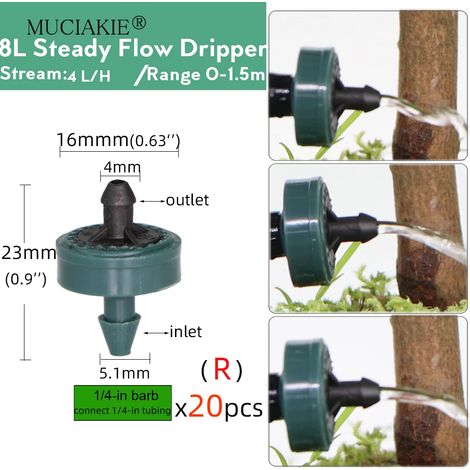 Pipette d'irrigation réglable à 90/180/360°, micro-buse pour arrosage de jardin, buse rotative, pulvérisateur à brouillard avec compensation de diamètre de tuyau 4/7 mm (1/5)