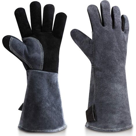 Gants de travail gris extensibles pour soudage électrique/grill/four haute température (14 pouces) (1/5)