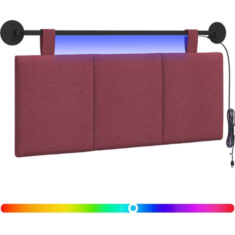 Maison Exclusive - Tête de lit suspendue Avec lumière LED Bordeaux Tissu (1/5)
