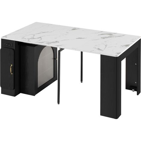 Mesa de cocina extensible con ruedas MDF negro y blanco 80 x 39,6 x 77 cm (1/5)