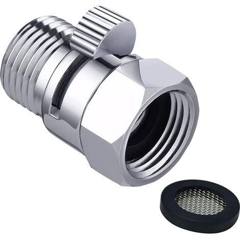 économiseurs D'eau Robinet Vanne D'arrêt en Laiton G1/2" Limiteur de Débit de Douche Chromé Avec Du Caoutchouc Esquissé pour Robinet de Douche à Main Avec Douchette de Salle de Bain (1/5)