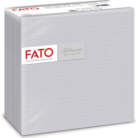 Fato - Tovaglioli in Carta a secco, Airlaid, Effetto Tessuto, Confezione da 50 tovaglioli, Formato 40x40 piegato in 4, Decoro Shade Argento (1/5)