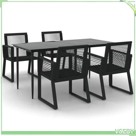 Ensemble à manger de jardin - FAFEICY - 3156548 - Rotin PVC anti-UV - Cadre acier enduit poudre - Table verre trempé 160x80 (1/5)