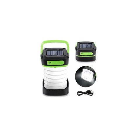 Lanterne de Camping, Solaire et Rechargeable USB LED Camping Lanterne Portable Lanterne Pliable 3 Modes Lampe Camping avec fonction banque d'alimentation pour Camping Excursions Secours Urgence (1/4)