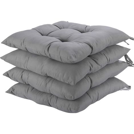 Lot de 4 coussins décoratifs pour chaises, ZGGZERG, gris, 40 x 40 cm, réutilisables et antidérapants. (1/5)