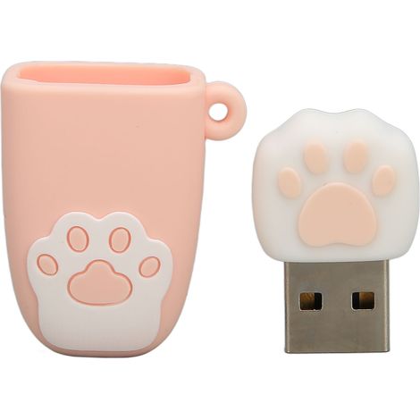 Clé USB 2.0 en Forme de Patte de Chat, Style Cartoon Antichoc Portable 64 Go Rose pour Windows et Mac OS X