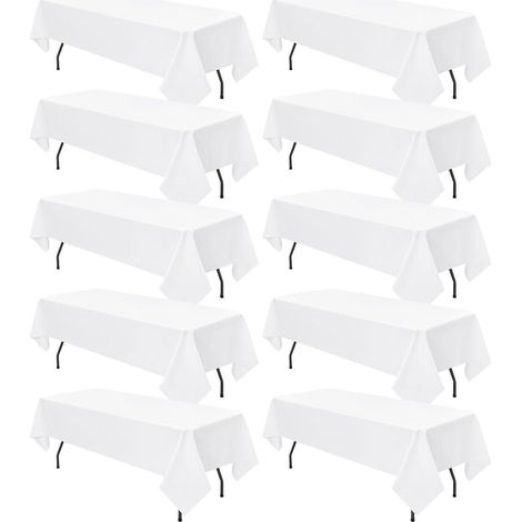 10er Pack weiße rechteckige Polyester-Tischdecken 153x260 cm - Hochwertiger (1/5)